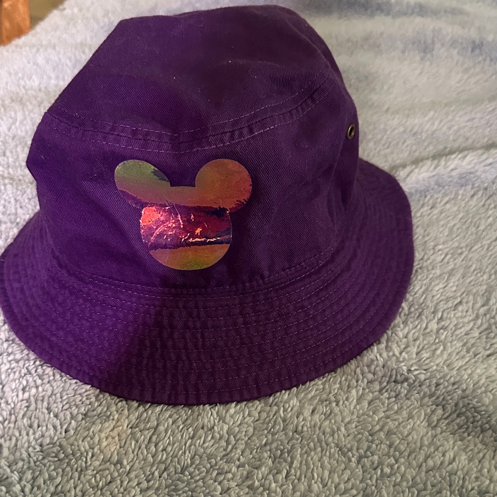 Purple Bucket Hat with Colorful Mickey Patch